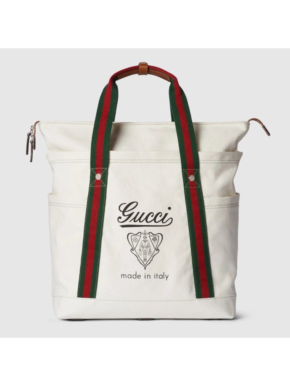 NEW GUCCI Canvas Crest Logo Tote Web Stripe Zip Tote Travel bag 816863 100% Auth